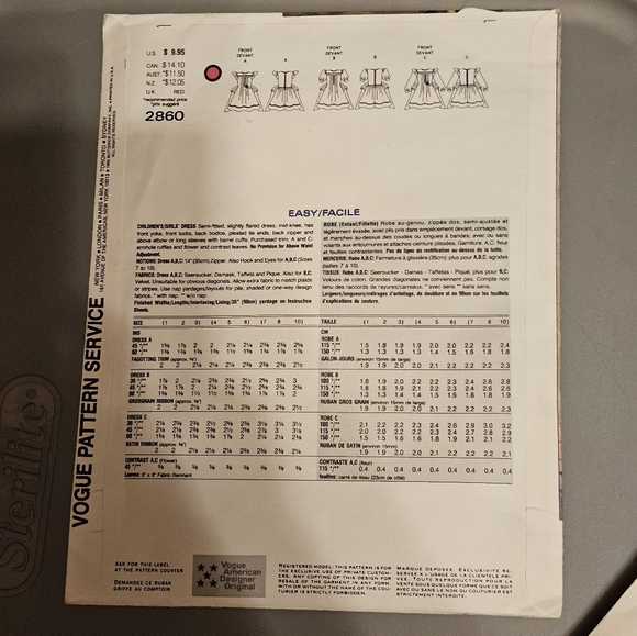 Little Vogue Vintage Dress Pattern 2860 - Picture 2 of 2